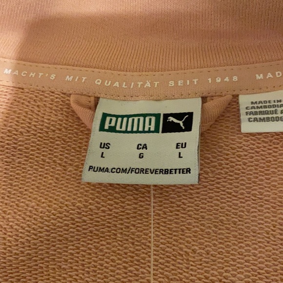 NWT Puma track jacket with zipper pink sand & white in color men size Large - Picture 5 of 10